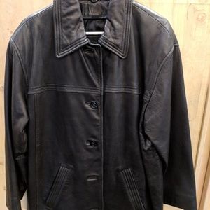 Women's kidd leather button front coat